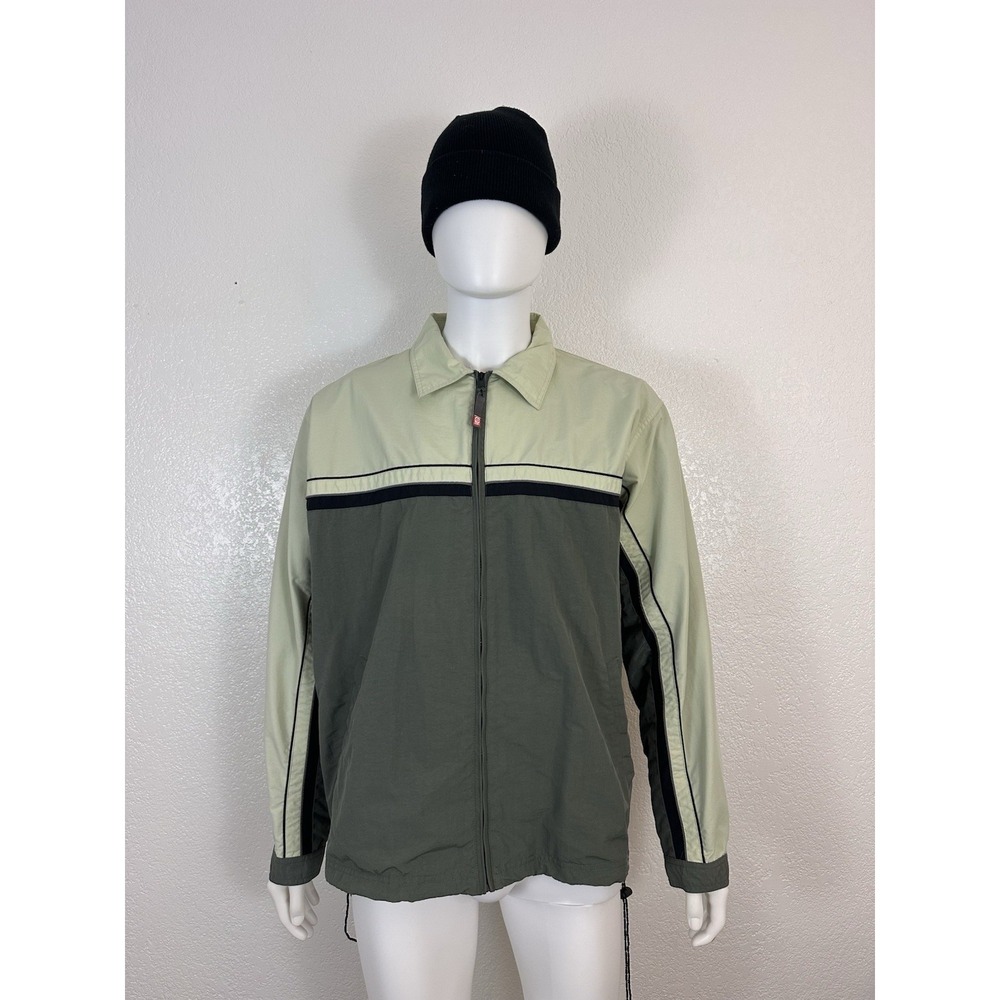 Vintage OP Windbreaker Jacket Green/Beige – Size L – 90s Y2K Vibes